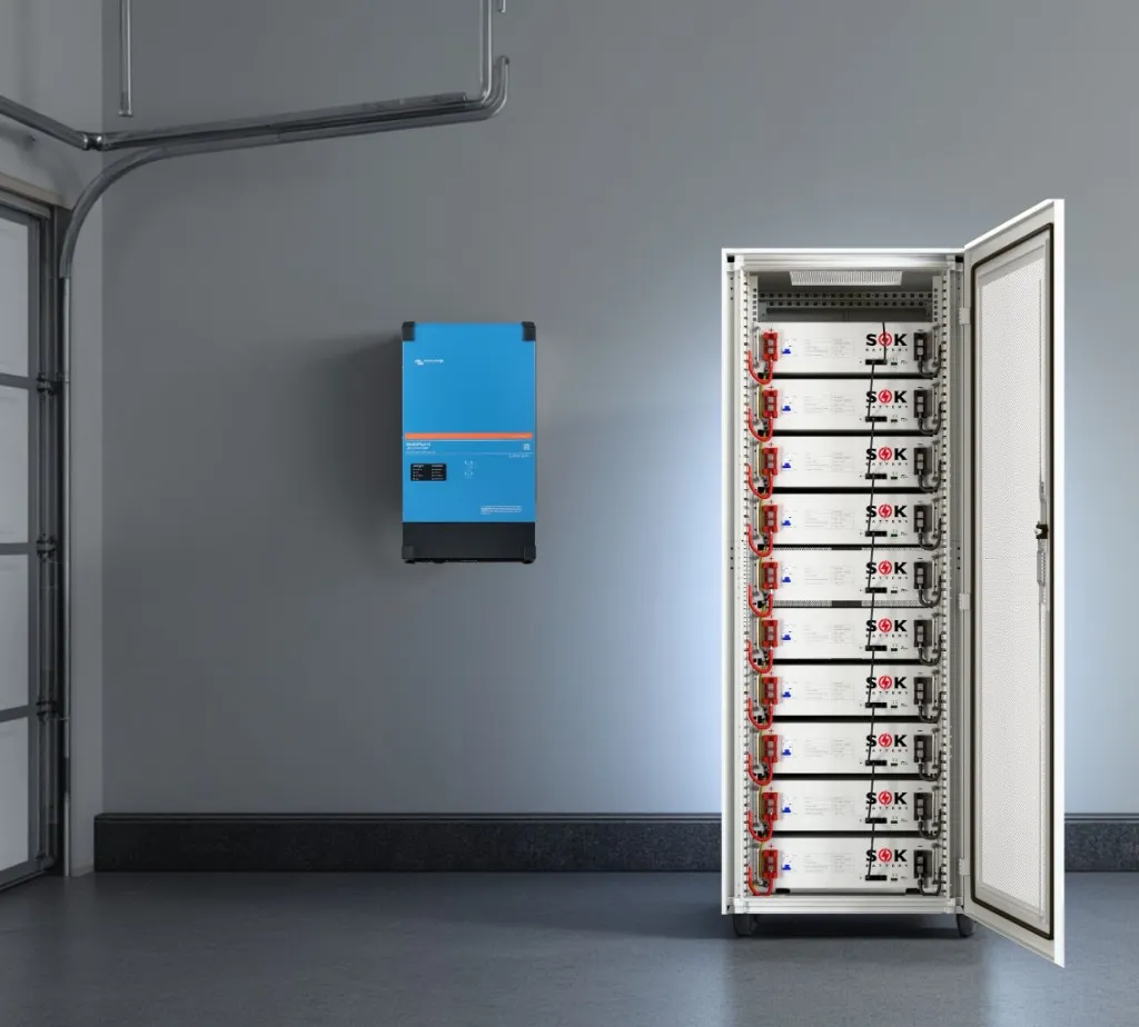 Sogen Energy lithium battery system installed in a residential garage